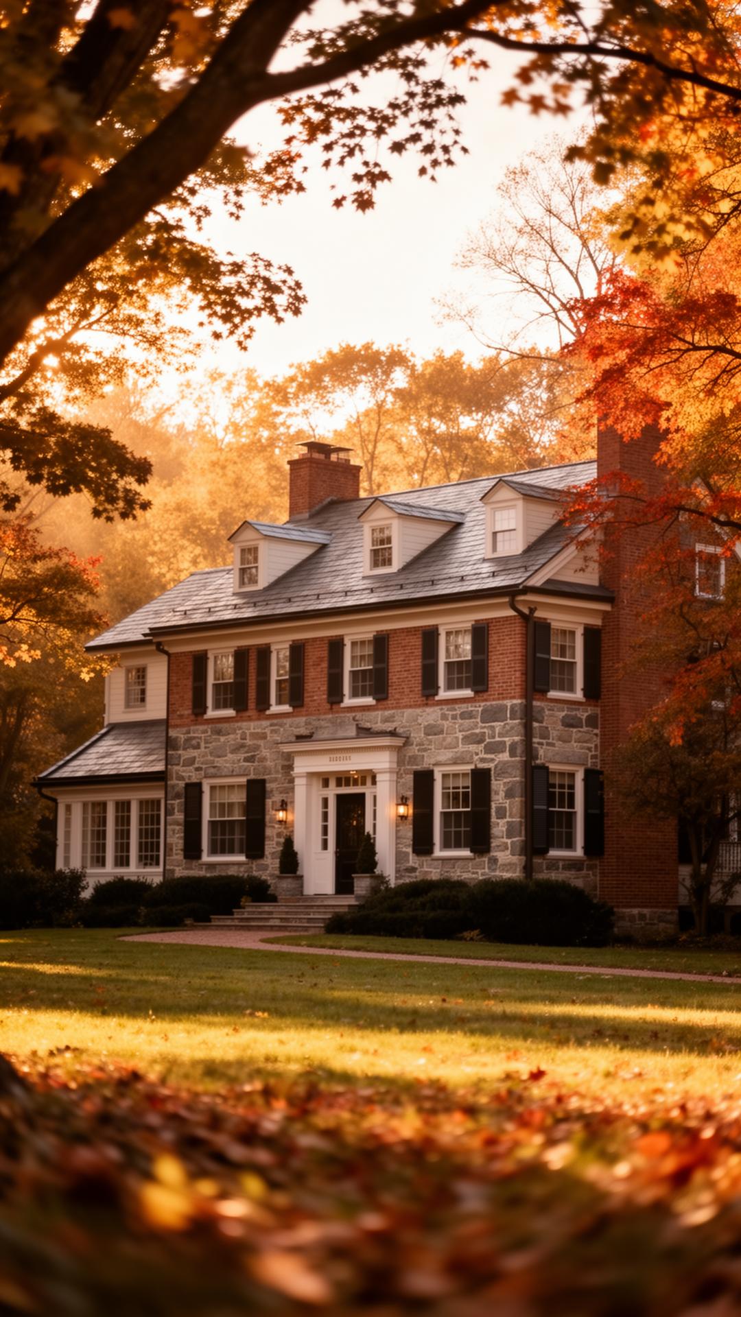 Pennsylvania colonial home at golden hour